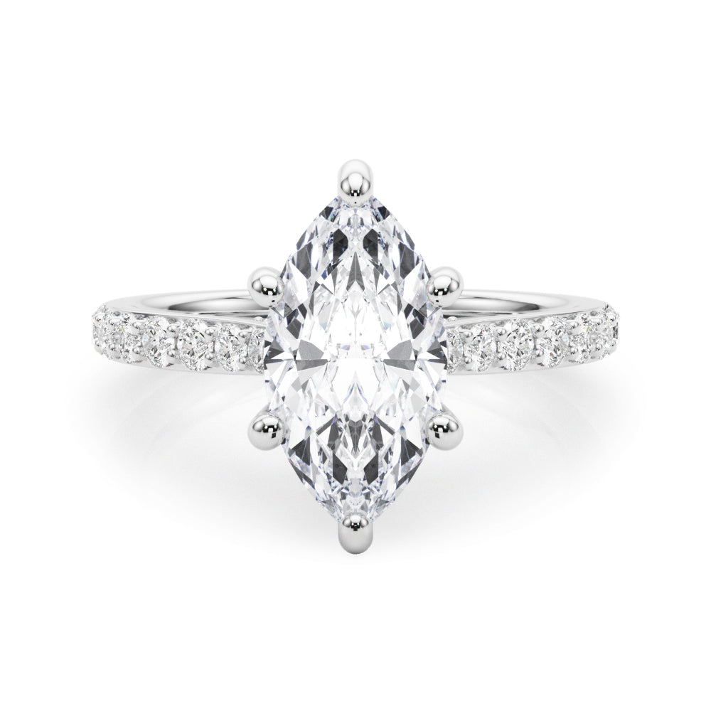 Signature Halo Marquise Diamond Engagement Ring â€” 10K/14K Gold & Platinum