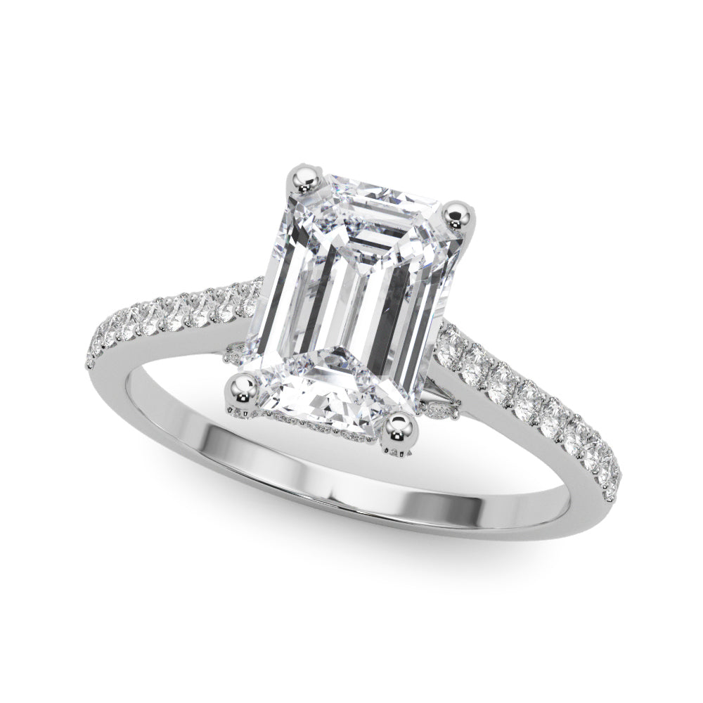 Luxe Ec Center Emerald Diamond Engagement Ring â€” 10K/14K Gold & Platinum