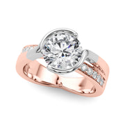 Vintage-Inspired Sidestone Round Diamond Engagement Ring in 10K/14K gold and platinum with certified lab-grown or natural diamonds