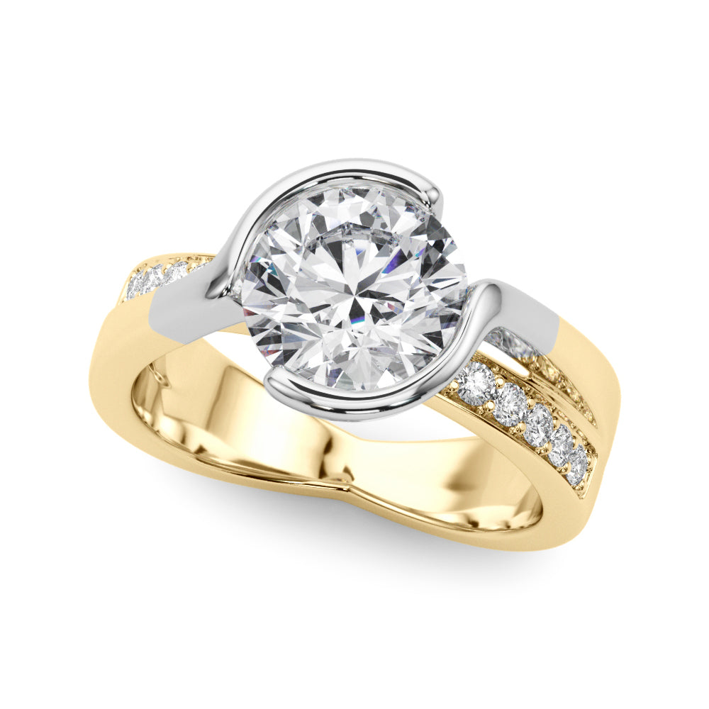 Vintage-Inspired Sidestone Round Diamond Engagement Ring in 10K/14K gold and platinum with certified lab-grown or natural diamonds