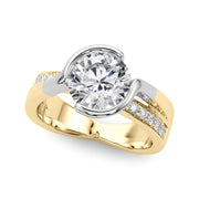 Vintage-Inspired Sidestone Round Diamond Engagement Ring in 10K/14K gold and platinum with certified lab-grown or natural diamonds