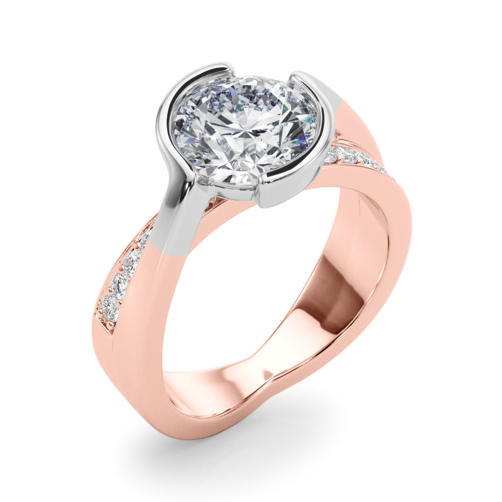Vintage-Inspired Sidestone Round Diamond Engagement Ring in 10K/14K gold and platinum with certified lab-grown or natural diamonds