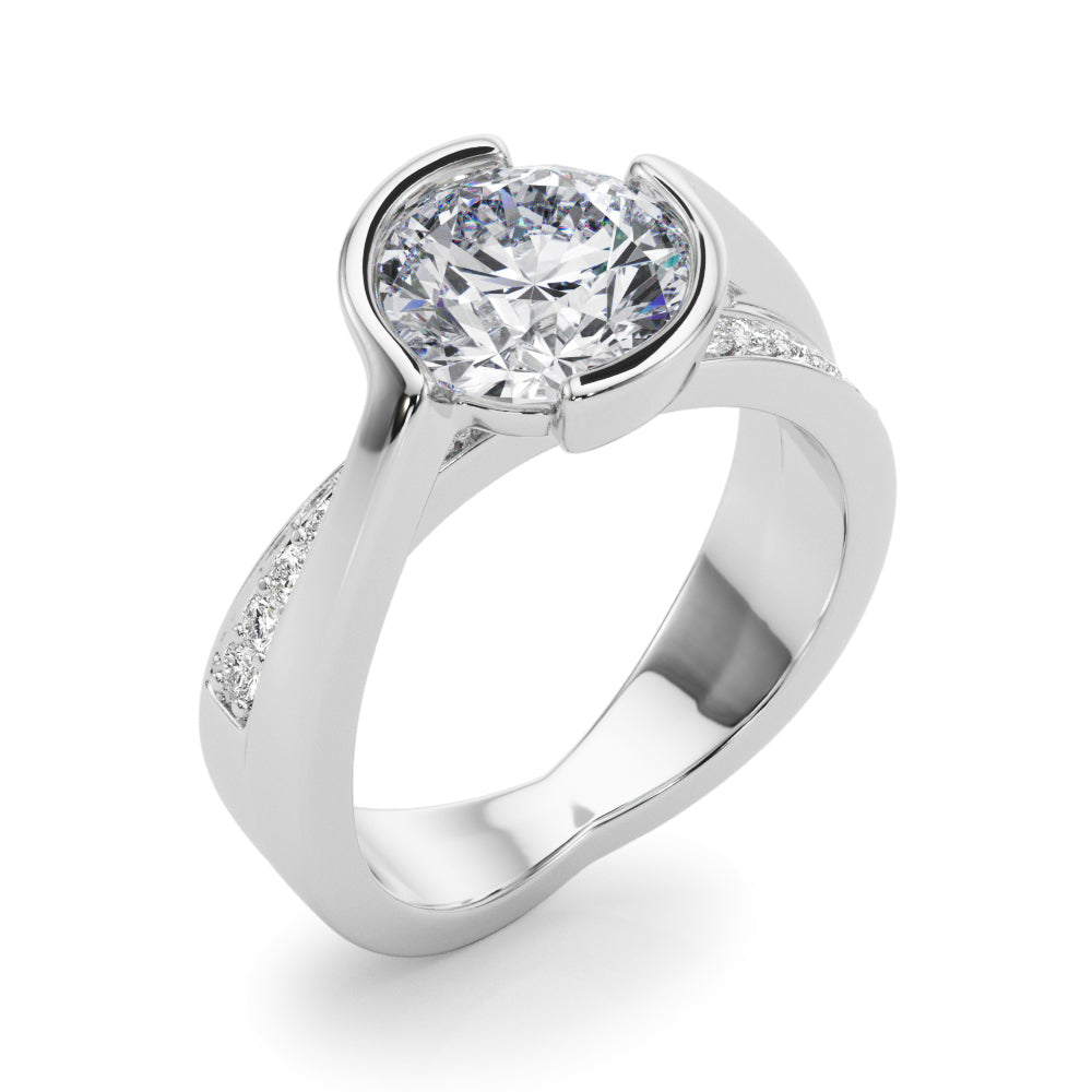 Vintage-Inspired Sidestone Round Diamond Engagement Ring in 10K/14K gold and platinum with certified lab-grown or natural diamonds
