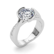 Vintage-Inspired Sidestone Round Diamond Engagement Ring in 10K/14K gold and platinum with certified lab-grown or natural diamonds