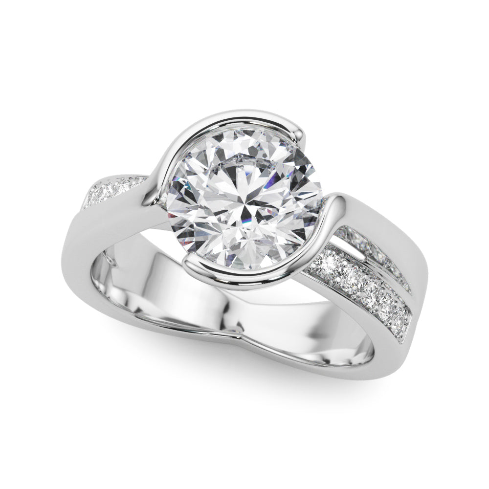 Vintage-Inspired Sidestone Round Diamond Engagement Ring in 10K/14K gold and platinum with certified lab-grown or natural diamonds