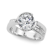 Vintage-Inspired Sidestone Round Diamond Engagement Ring in 10K/14K gold and platinum with certified lab-grown or natural diamonds