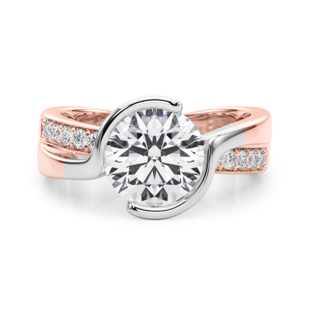 Vintage-Inspired Sidestone Round Diamond Engagement Ring in 10K/14K gold and platinum with certified lab-grown or natural diamonds