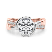 Vintage-Inspired Sidestone Round Diamond Engagement Ring in 10K/14K gold and platinum with certified lab-grown or natural diamonds
