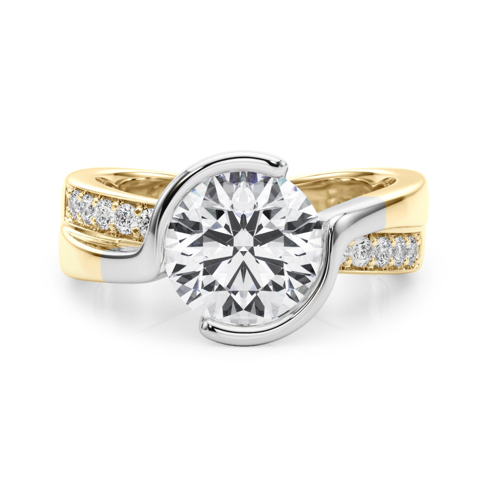 Vintage-Inspired Sidestone Round Diamond Engagement Ring in 10K/14K gold and platinum with certified lab-grown or natural diamonds