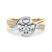 Vintage-Inspired Sidestone Round Diamond Engagement Ring in 10K/14K gold and platinum with certified lab-grown or natural diamonds