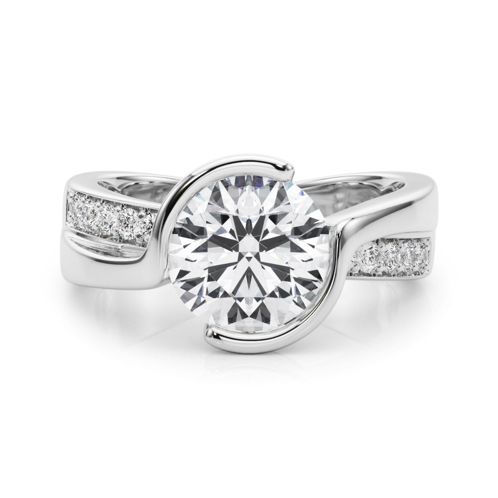 Vintage-Inspired Sidestone Round Diamond Engagement Ring in 10K/14K gold and platinum with certified lab-grown or natural diamonds