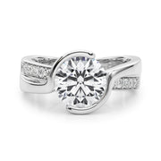 Vintage-Inspired Sidestone Round Diamond Engagement Ring in 10K/14K gold and platinum with certified lab-grown or natural diamonds