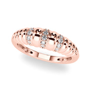 Accented Grooved Dome Half Eternity Ring in 10K/14K gold and platinum with certified lab-grown or natural diamonds