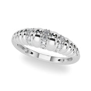 Accented Grooved Dome Half Eternity Ring in Gold & Platinum