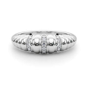 Accented Grooved Dome Half Eternity Ring in Gold & Platinum