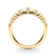 Accented Grooved Dome Half Eternity Ring in Gold & Platinum