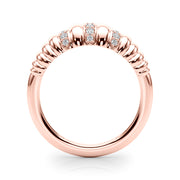 Accented Grooved Dome Half Eternity Ring in Gold & Platinum