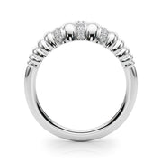 Accented Grooved Dome Half Eternity Ring in Gold & Platinum