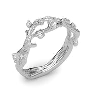 Accented Textured Vine Half Eternity Ring in Gold & Platinum