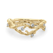 Accented Textured Vine Half Eternity Ring in Gold & Platinum
