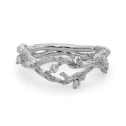 Accented Textured Vine Half Eternity Ring in Gold & Platinum