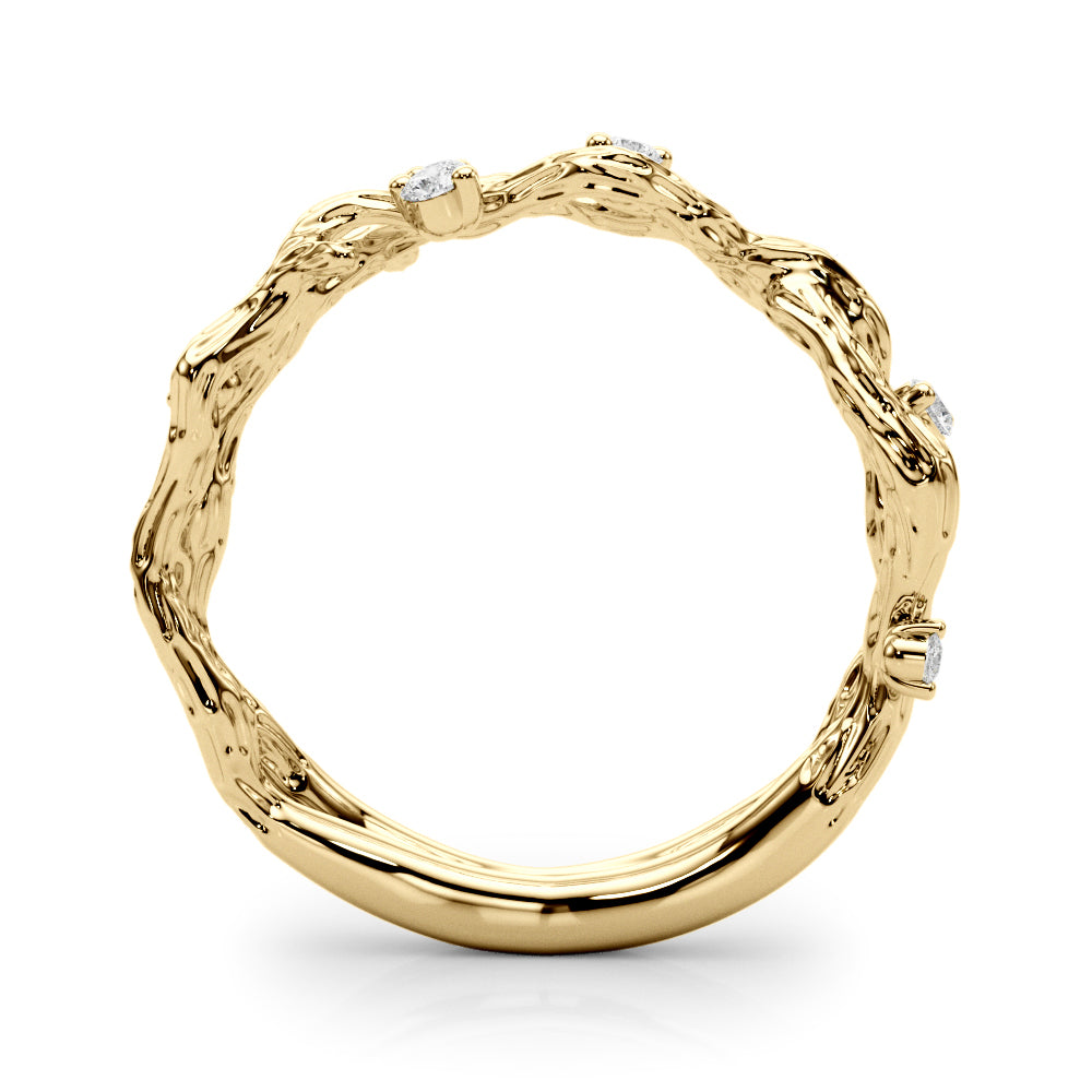 Accented Textured Vine Half Eternity Ring in Gold & Platinum