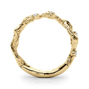 Accented Textured Vine Half Eternity Ring in Gold & Platinum