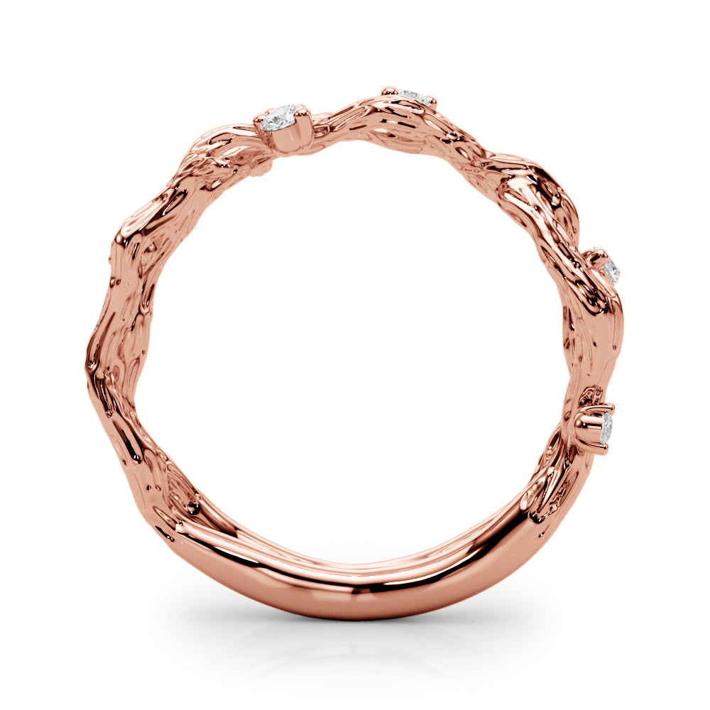 Accented Textured Vine Half Eternity Ring in Gold & Platinum