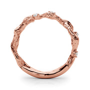Accented Textured Vine Half Eternity Ring in Gold & Platinum