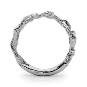 Accented Textured Vine Half Eternity Ring in Gold & Platinum