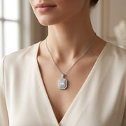 Baguette and Round Diamond Pendant Necklace in 10K/14K gold and platinum with certified lab-grown or natural diamonds
