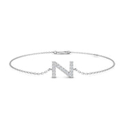 Lab Grown Diamond Alphabet Z Pave Set Bracelet with Chain and Lobster Claw in 10K/14K gold and platinum with certified lab-grown or natural diamonds