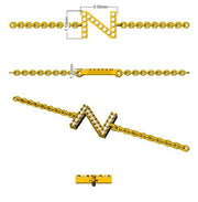 Lab Grown Diamond Alphabet Z Pave Set Bracelet with Chain and Lobster Claw in 10K/14K gold and platinum with certified lab-grown or natural diamonds