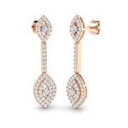 Deexy 1ct Gold Diamond Drop & Trilogy Earrings in 10K/14K gold and platinum with certified lab-grown or natural diamonds