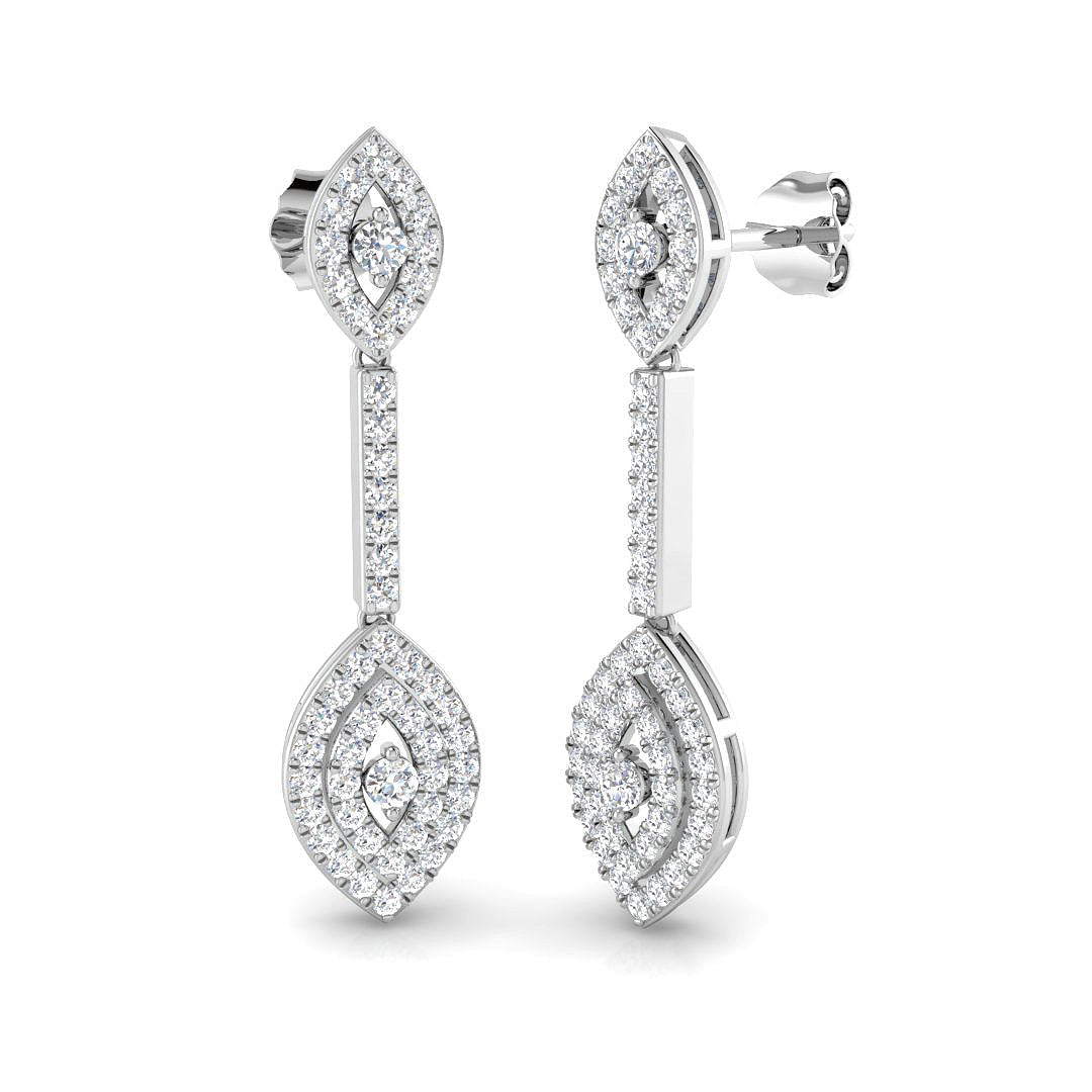 Deexy 1ct Gold Diamond Drop & Trilogy Earrings in 10K/14K gold and platinum with certified lab-grown or natural diamonds