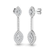 Deexy 1ct Gold Diamond Drop & Trilogy Earrings in 10K/14K gold and platinum with certified lab-grown or natural diamonds