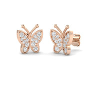 Whimsical 0.33Ct Diamond Butterfly Stud Earrings in in 10K/14K gold and platinum with certified lab-grown or natural diamonds