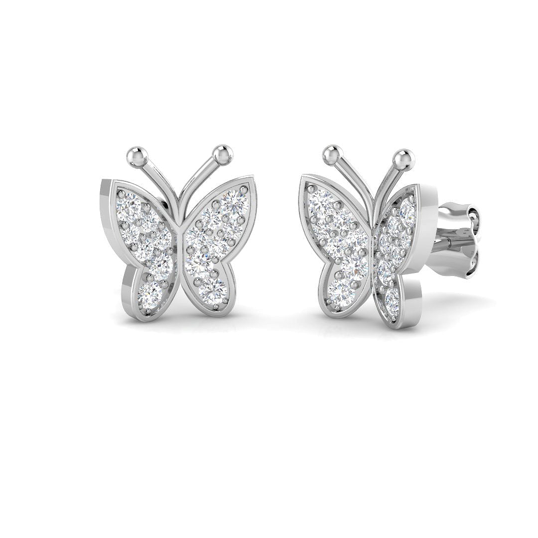 Whimsical 0.33Ct Diamond Butterfly Stud Earrings in in 10K/14K gold and platinum with certified lab-grown or natural diamonds