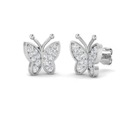 Whimsical 0.33Ct Diamond Butterfly Stud Earrings in in 10K/14K gold and platinum with certified lab-grown or natural diamonds