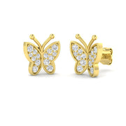 Whimsical 0.33Ct Diamond Butterfly Stud Earrings in in 10K/14K gold and platinum with certified lab-grown or natural diamonds