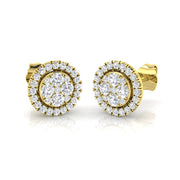 0.5-1ct Halo Cluster Diamond Stud Earrings in 10K/14K gold and platinum with certified lab-grown or natural diamonds