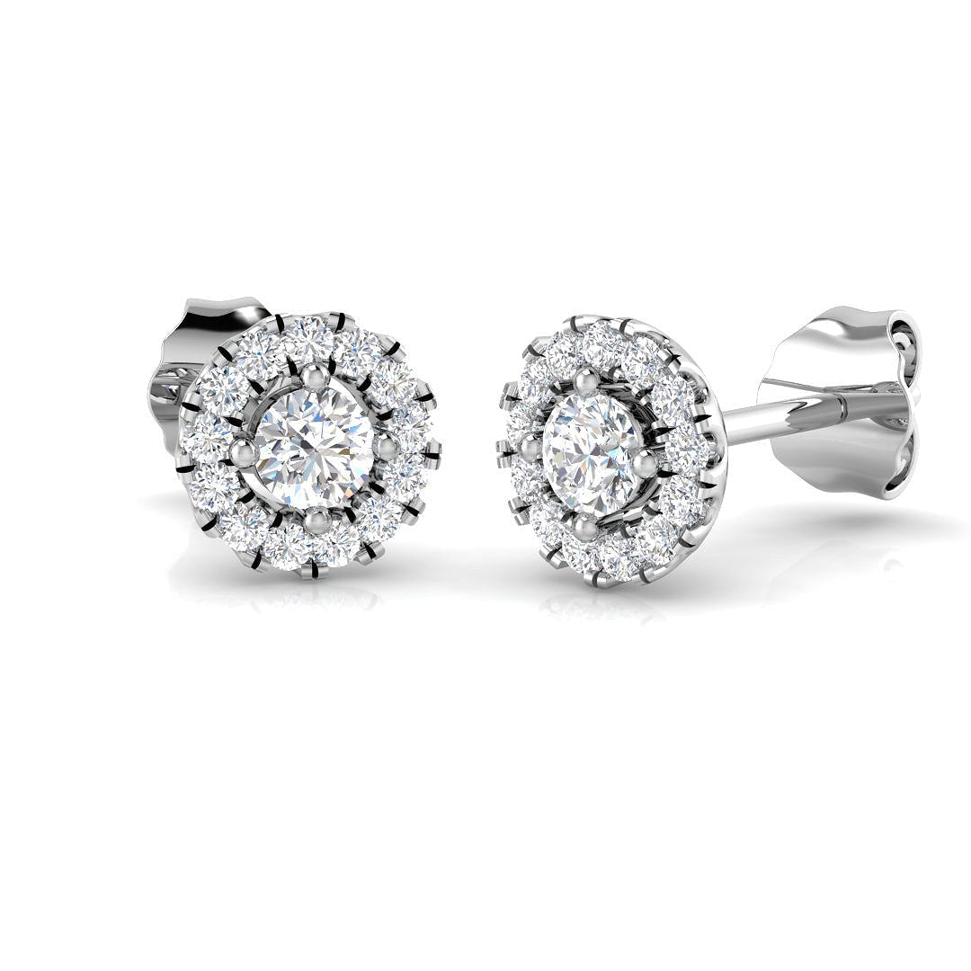 Halo Stud Earrings - 0.33 Carat Brilliant Round Diamond Sparkle in 10K/14K gold and platinum with certified lab-grown or natural diamonds