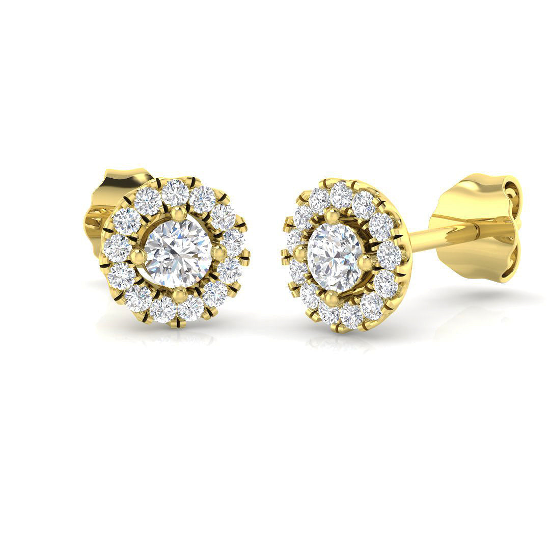 Halo Stud Earrings - 0.33 Carat Brilliant Round Diamond Sparkle in 10K/14K gold and platinum with certified lab-grown or natural diamonds
