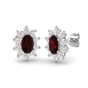 Ruby Halo Stud Earrings in 10K/14K gold and platinum with certified lab-grown or natural diamonds
