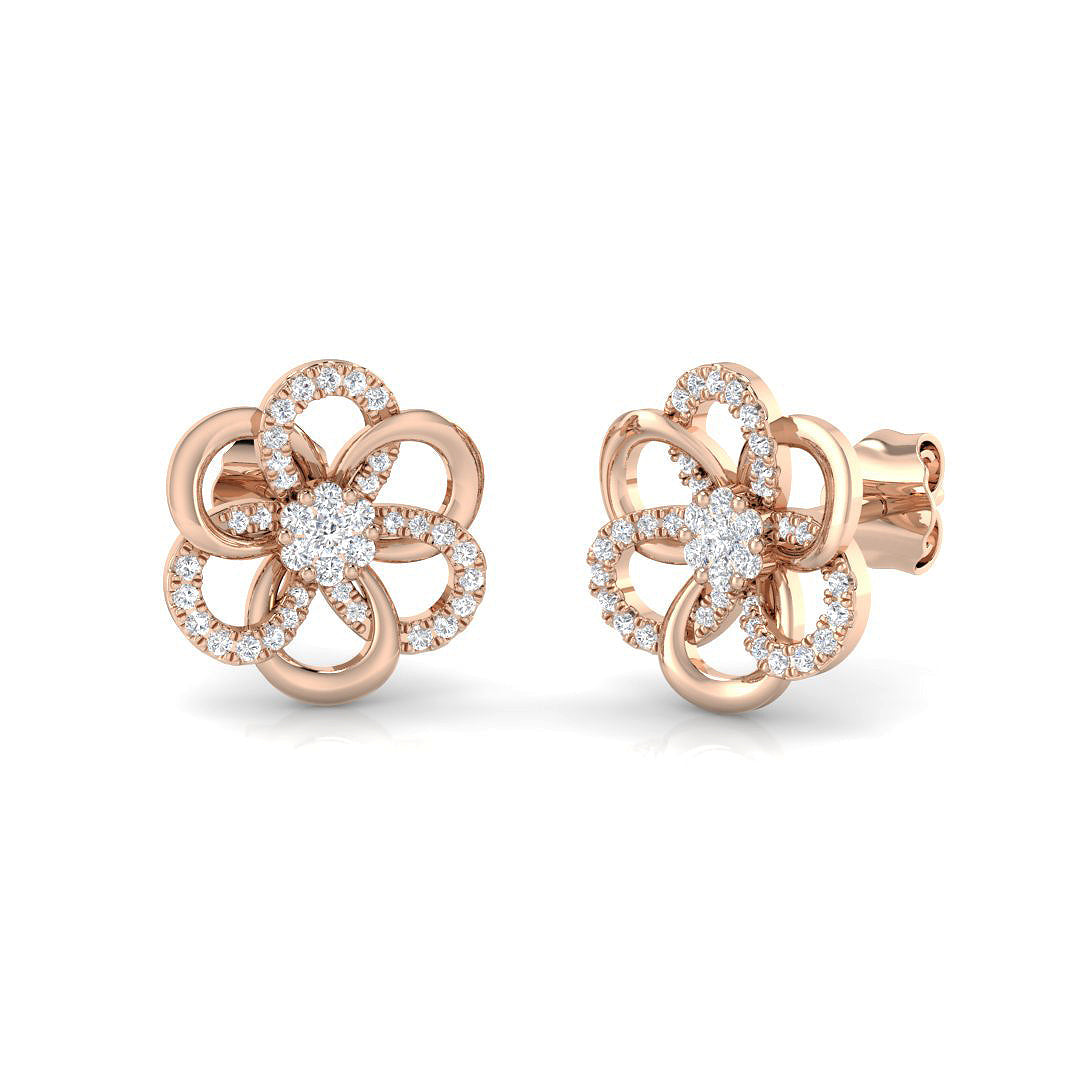 Stunning 0.20Ct Diamond Flower Stud Earrings in in 10K/14K gold and platinum with certified lab-grown or natural diamonds