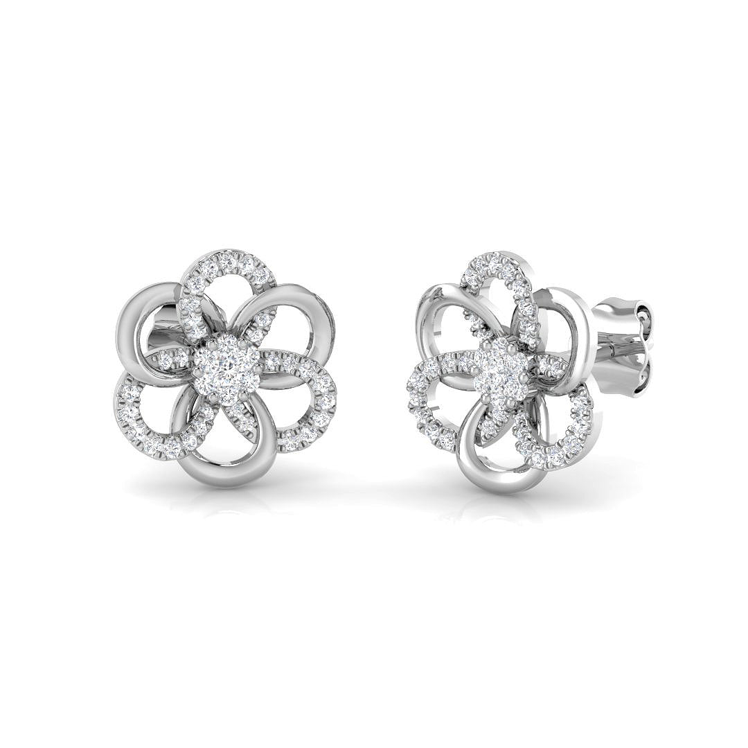 Stunning 0.20Ct Diamond Flower Stud Earrings in in 10K/14K gold and platinum with certified lab-grown or natural diamonds