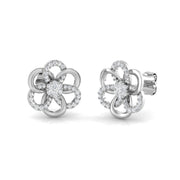 Stunning 0.20Ct Diamond Flower Stud Earrings in in 10K/14K gold and platinum with certified lab-grown or natural diamonds