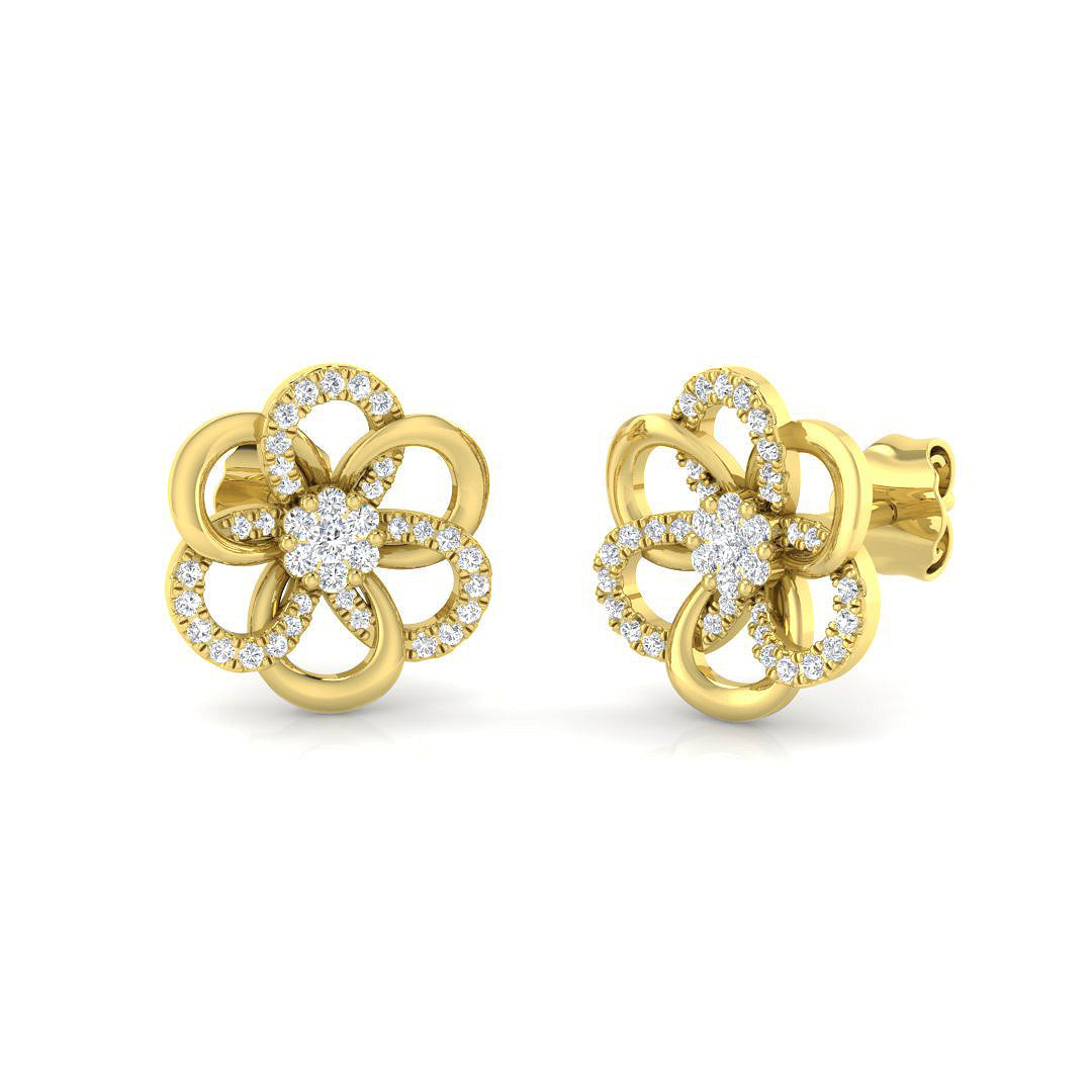 Stunning 0.20Ct Diamond Flower Stud Earrings in in 10K/14K gold and platinum with certified lab-grown or natural diamonds