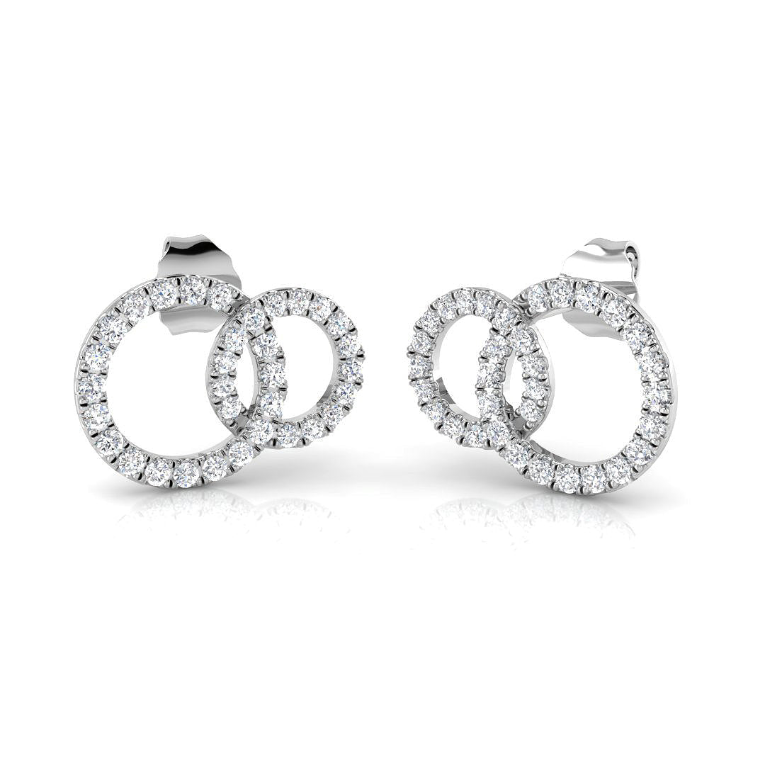 Elegant 0.33Ct Diamond Interlocking Circle Stud Earrings in in 10K/14K gold and platinum with certified lab-grown or natural diamonds