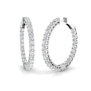 3 Ct Round Diamond Hoop Earrings in 10K/14K gold and platinum with certified lab-grown or natural diamonds